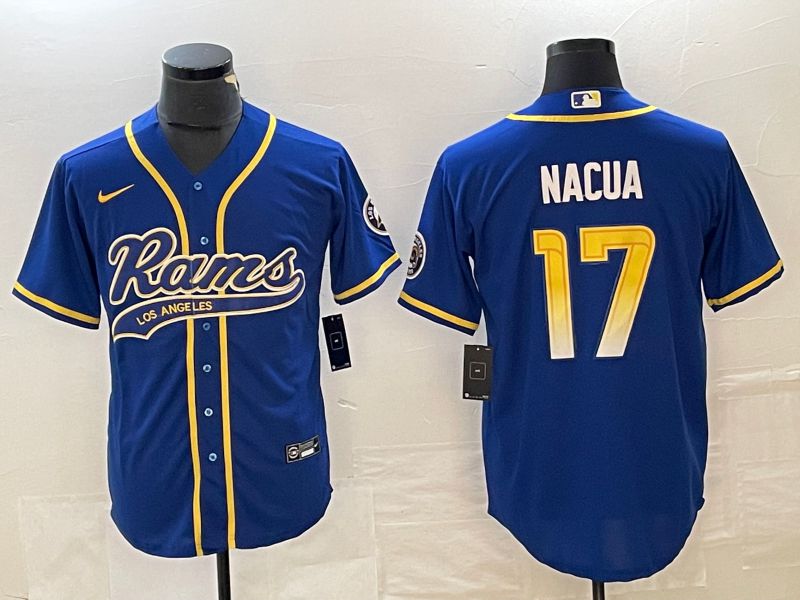 Men Los Angeles Rams #17 Nacua Blue 2023 Nike Co branded NFL Jersey